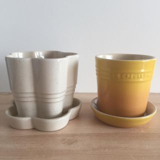 ルクルーゼ(LE CREUSET)の廃盤 ルクルーゼ プランター フラワー シャイニーストーン ディジョン イエロー(食器)