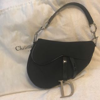 クリスチャンディオール(Christian Dior)のChristian Dior サドルバッグ ブラック×ナイロン.エナメル(ハンドバッグ)