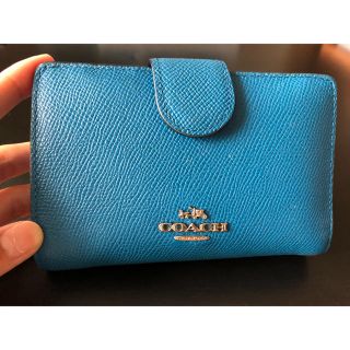 コーチ(COACH)のcoach ブルー二つ折り財布(財布)