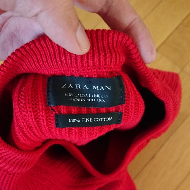 ZARA(ザラ)の美品 ザラ ZARA ニット セーター サイズL レッド メンズのトップス(ニット/セーター)の商品写真