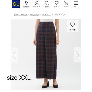 ジーユー(GU)のGU タータンチェックワイドパンツ DARK BROWN  新品 XXL(カジュアルパンツ)