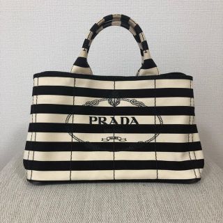 プラダ(PRADA)のPRADA CANAPA ボーダートート(トートバッグ)