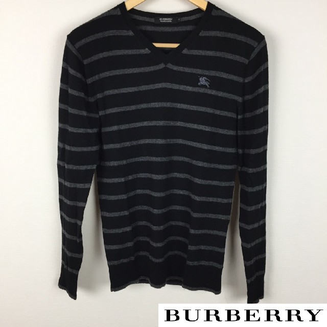 BURBERRY BLACK LABEL(バーバリーブラックレーベル)の美品 BURBERRY BLACK LABEL 長袖ニット ボーダー サイズ2 メンズのトップス(ニット/セーター)の商品写真