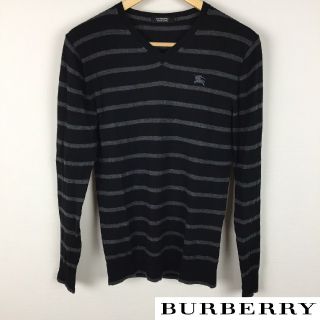 バーバリーブラックレーベル(BURBERRY BLACK LABEL)の美品 BURBERRY BLACK LABEL 長袖ニット ボーダー サイズ2(ニット/セーター)