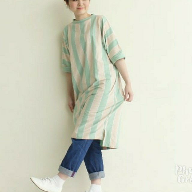 Dot&Stripes CHILDWOMAN(ドットアンドストライプスチャイルドウーマン)の天竺 ボーダーワンピース / ビュルデサボン ビームス ネ・ネット ニーム レディースのワンピース(ロングワンピース/マキシワンピース)の商品写真