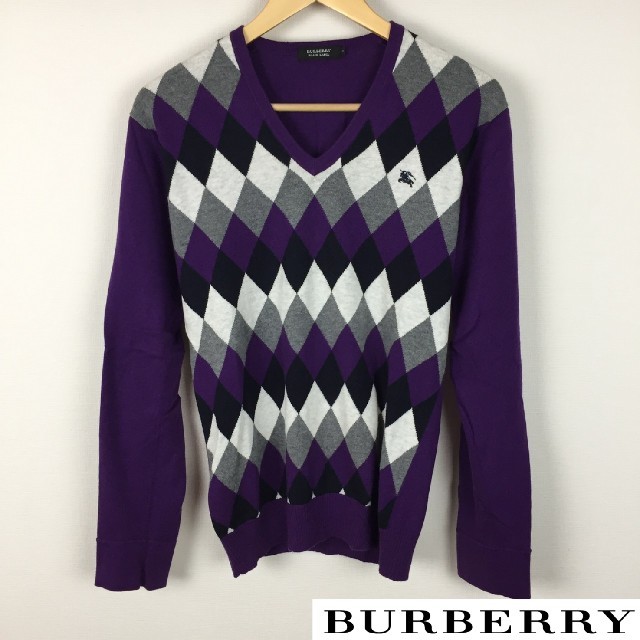 BURBERRY BLACK LABEL(バーバリーブラックレーベル)の美品 BURBERRY BLACK LABEL 長袖ニット アーガイル柄 メンズのトップス(ニット/セーター)の商品写真