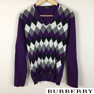 バーバリーブラックレーベル(BURBERRY BLACK LABEL)の美品 BURBERRY BLACK LABEL 長袖ニット アーガイル柄(ニット/セーター)