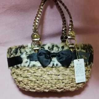 セシルマクビー(CECIL McBEE)の新品タグ付き★セシルマクビー★ヒョウ柄ファーかごバッグ★(かごバッグ/ストローバッグ)