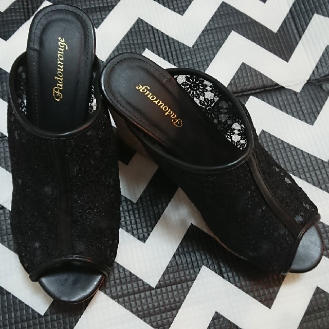 ウェッジソールサボサンダル 黒 レディースの靴/シューズ(サンダル)の商品写真