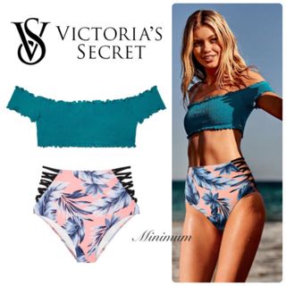 ヴィクトリアズシークレット(Victoria's Secret)のVSビキニセット(ターコイズブルー×ボタニカル)(水着)