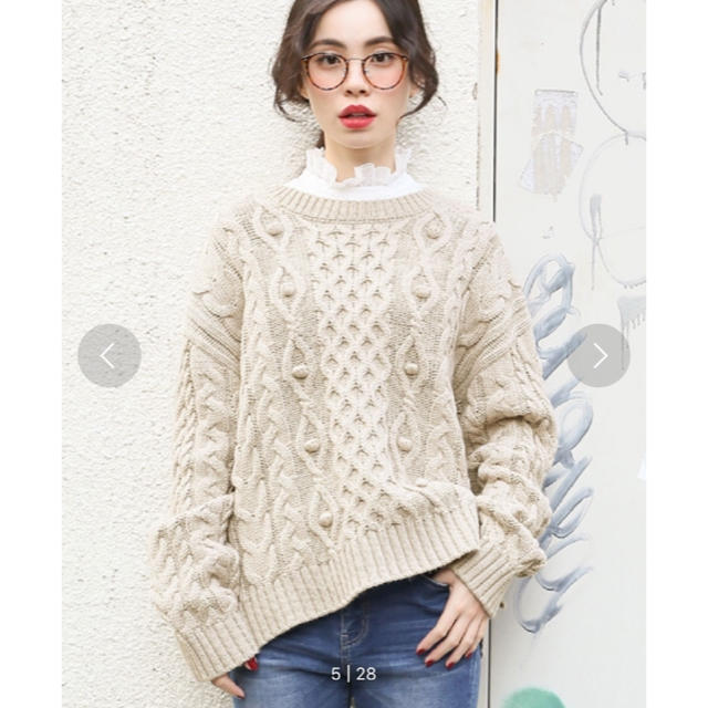 LOWRYS FARM(ローリーズファーム)のLOWRYS FARM♡ケーブルポンポンニット レディースのトップス(ニット/セーター)の商品写真