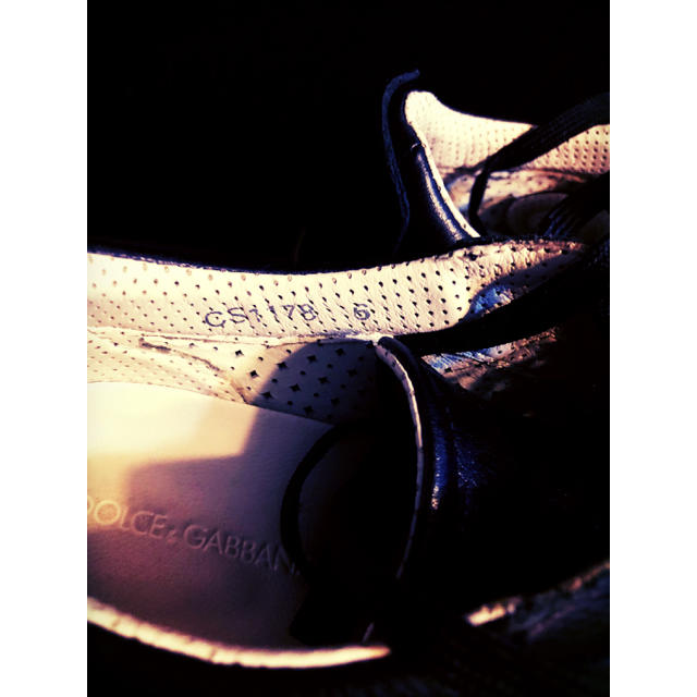 DOLCE&GABBANA(ドルチェアンドガッバーナ)の美品ドルチェ&ガッバーナD&Gスニーカー6シューズ靴24.5ブラック革レザー メンズの靴/シューズ(スニーカー)の商品写真
