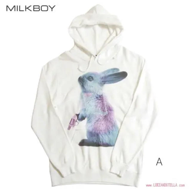 MILKBOY(ミルクボーイ)の大人気！早い者勝ち MILK BOYのライオットラビットパーカー ホワイト レディースのトップス(パーカー)の商品写真