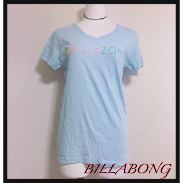 33333円 [BILLABONG]VネックTシャツ 水色 シンプル カットソー 半袖