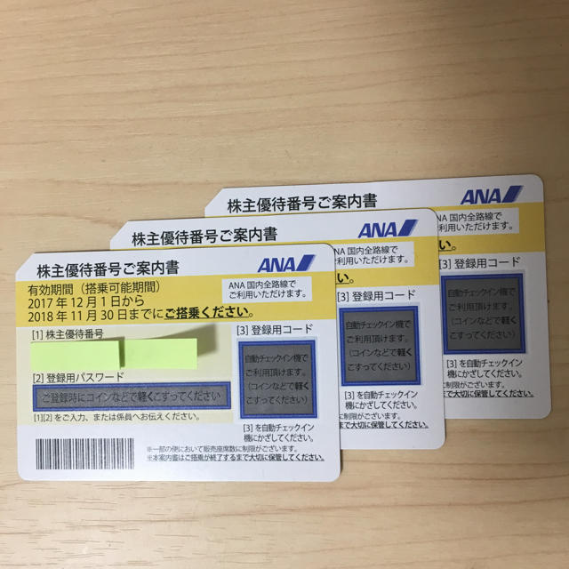 乗車券/交通券ANA株主優待（3枚セット）