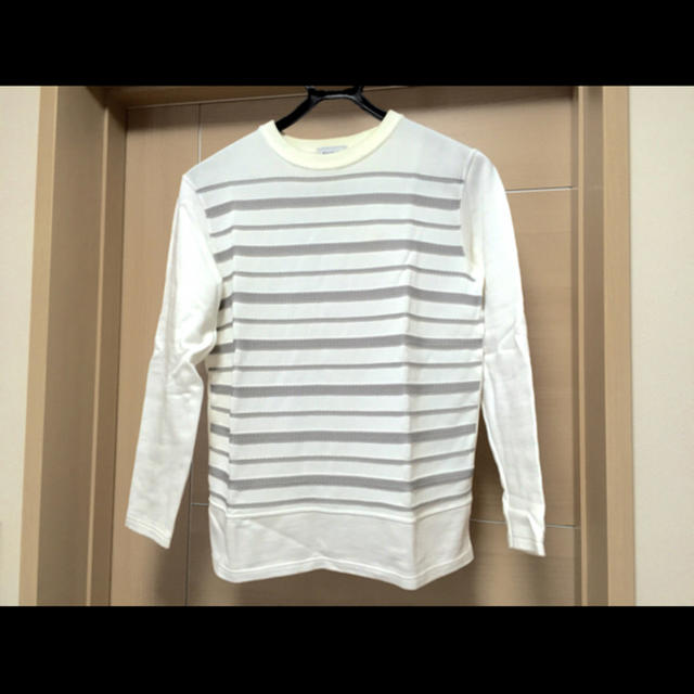 EDIFICE(エディフィス)のEDIFICE長袖Tシャツ エディフィス ホワイト×グレー サイズ44 ボーダー メンズのトップス(Tシャツ/カットソー(七分/長袖))の商品写真