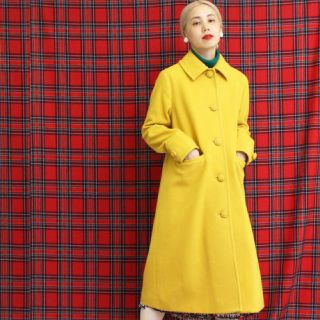 ドットアンドストライプスチャイルドウーマン(Dot&Stripes CHILDWOMAN)の【新品未使用】Dot and stripes ステンカラーロングコート イエロー(ロングコート)