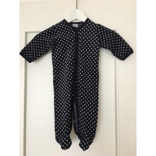 プチバトー(PETIT BATEAU)のプチバトー パイルドットロンパース 美品(ロンパース)