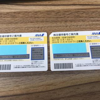 エーエヌエー(ゼンニッポンクウユ)(ANA(全日本空輸))のANA 株主優待 2枚(航空券)