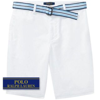 ラルフローレン(Ralph Lauren)の☆新品☆140 ラルフローレン ベルト付ストレッチパンツ ホワイト 2081 (パンツ/スパッツ)