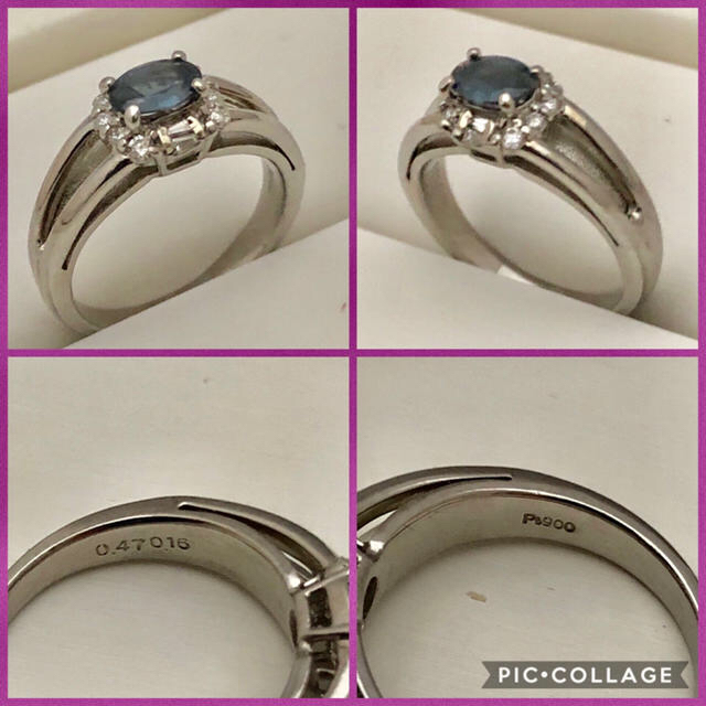 処分特価！ 本物 Pt900 アレキサンドライト ダイヤモンド リング レディースのアクセサリー(リング(指輪))の商品写真