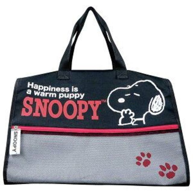 SNOOPY(スヌーピー)の【新品】スヌーピー★ボストンバッグ★トラベルボストン(メッシュポケット)ブラック レディースのバッグ(ボストンバッグ)の商品写真