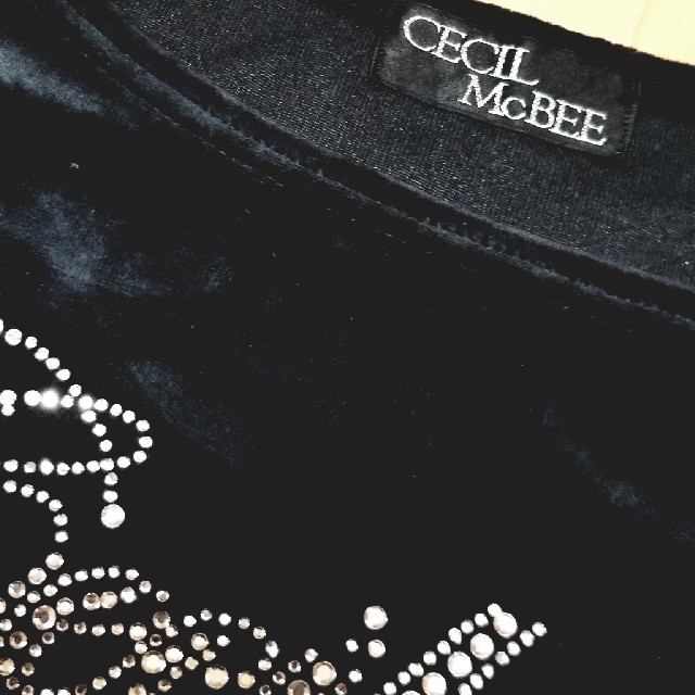 CECIL McBEE(セシルマクビー)の◆CECILMcbee◆ストーンロゴベロアカットソー◆ レディースのトップス(カットソー(長袖/七分))の商品写真