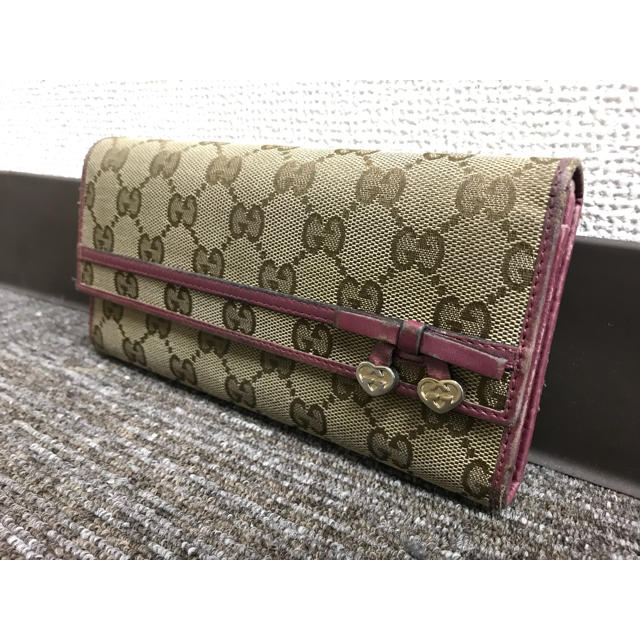 Gucci(グッチ)のGUCCI グッチ 長財布 ピンク ハート レディースのファッション小物(財布)の商品写真