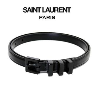 Saint Laurent - 61SAINT LAURENTブラック 3連 レザーベルト 