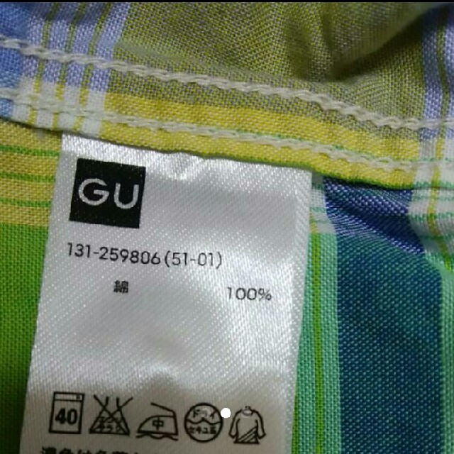 GU(ジーユー)のGU　ブルー系チェックシャツ　150 キッズ/ベビー/マタニティのキッズ服男の子用(90cm~)(Tシャツ/カットソー)の商品写真