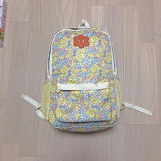 サンカンシオン(3can4on)の美品★3can 4onキッズリュック 花柄 黄色(リュックサック)