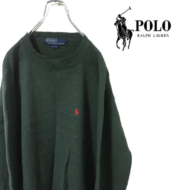 POLO RALPH LAUREN(ポロラルフローレン)の90s POLO ポロラルフローレン ニット セーター 胸ロゴ ロゴ刺繍 ポニー メンズのトップス(ニット/セーター)の商品写真