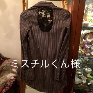 アズールバイマウジー(AZUL by moussy)の【専用】ストレッチ入美シルエット&バックレース ストライプラメシャツ(シャツ/ブラウス(長袖/七分))