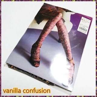 フクスケ(fukuske)のvanilla confusion フラワー柄タイツ ライトブラウン M～L(タイツ/ストッキング)