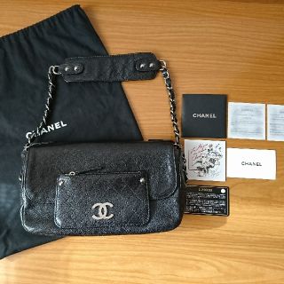 シャネル(CHANEL)のCHANEL キャビアスキン ショルダーバッグ ブラック(ショルダーバッグ)