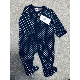 プチバトー(PETIT BATEAU)の◆新品◆プチバトー カバーオール 12m パイル ネイビー(カバーオール)