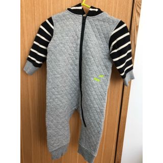 ハッカベビー(hakka baby)の美品☆HAKKA BABY ボーダー 秋冬ロンパース(ロンパース)