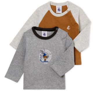 プチバトー(PETIT BATEAU)の《新品》プチバトー 長袖Tシャツ2枚組 日本未発売カラー&サイズ 36M95cm(Tシャツ/カットソー)