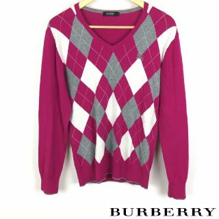 バーバリーブラックレーベル(BURBERRY BLACK LABEL)の美品 BURBERRY BLACK LABEL 長袖ニット アーガイル柄(ニット/セーター)