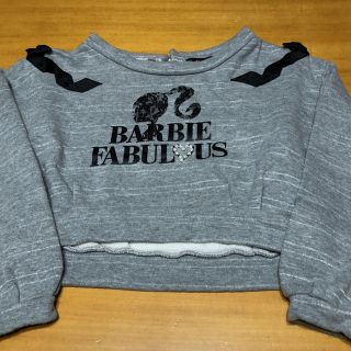 バービー(Barbie)のBarbie  ショート丈トレーナー 130グレー(Tシャツ/カットソー)