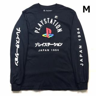 プレイステーション(PlayStation)の残①プレイステーション オフィシャルロンT 袖ロゴ【M】黒 新品 180613(Tシャツ/カットソー(七分/長袖))