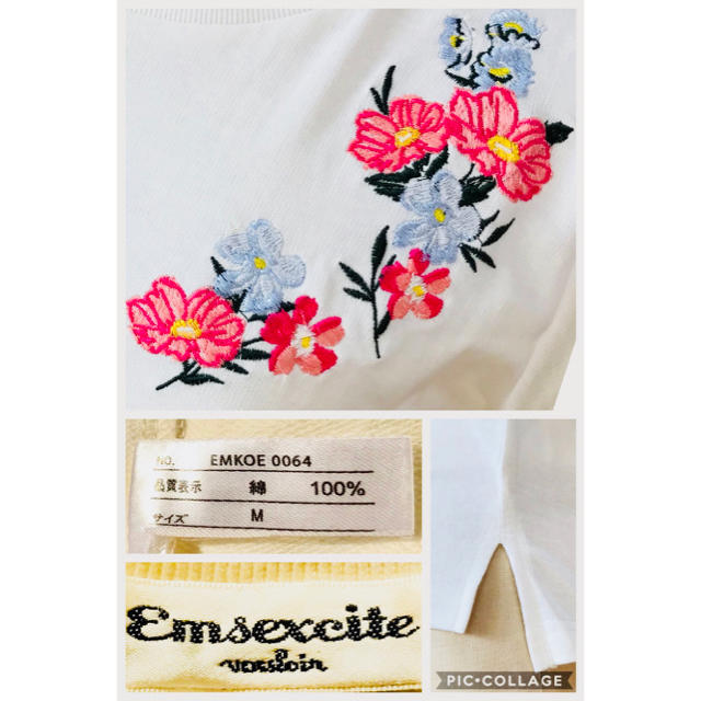 EMSEXCITE(エムズエキサイト)の★新品 Emsexcite Tシャツ 刺繍 花柄M レディースのトップス(Tシャツ(半袖/袖なし))の商品写真