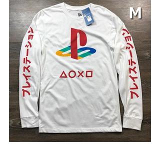 プレイステーション(PlayStation)のオフィシャル プレイステーション ロンT 袖ロゴ【M】白 新品 180613(Tシャツ(長袖/七分))