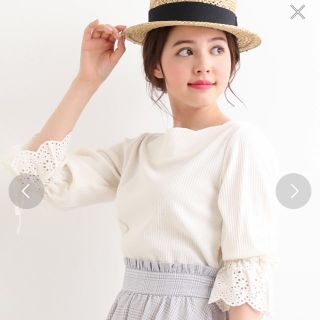 マジェスティックレゴン(MAJESTIC LEGON)のMAJESTIC LEGON  刺繍レーススリーブトップス(カットソー(長袖/七分))