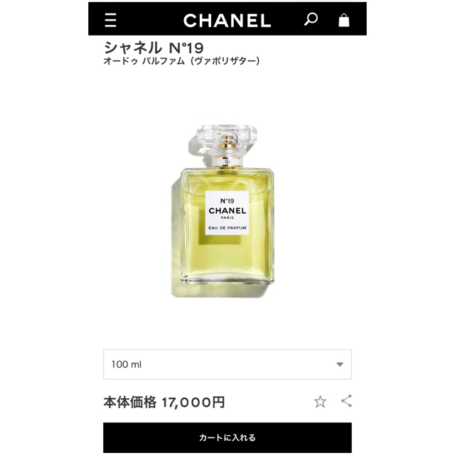 CHANEL(シャネル)のCHANEL シャネル 香水No.19 オードパルファムヴァポリザター100mL コスメ/美容の香水(香水(女性用))の商品写真