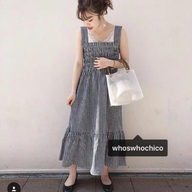 who's who Chico(フーズフーチコ)のチェックワンピース 専用です！ レディースのワンピース(ロングワンピース/マキシワンピース)の商品写真