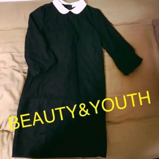 ビューティアンドユースユナイテッドアローズ(BEAUTY&YOUTH UNITED ARROWS)のワンピース 襟付き ビューティーアンドユース BEAUTY&YOUTH 黒(ひざ丈ワンピース)