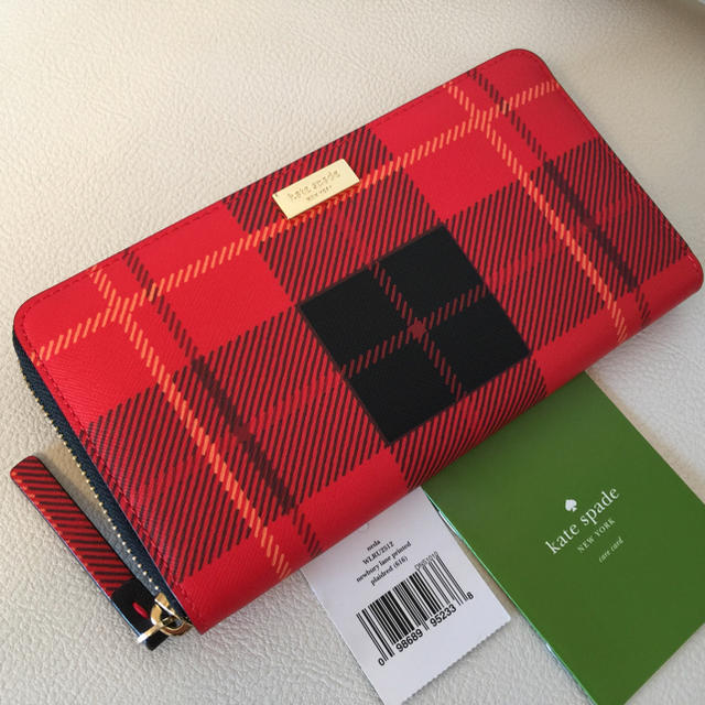 ファスナー内部様式正規品 新品♡ケイトスペード KATE SPADE ♡可愛い チェック 長財布