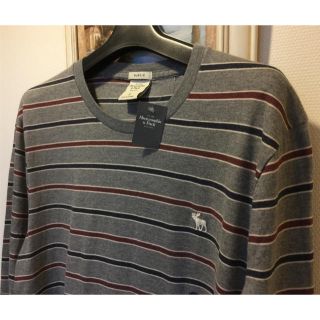 アバクロンビーアンドフィッチ(Abercrombie&Fitch)のA&FアバクロGrey Stripe ボーダー長袖Tシャツ/ロンT/Sサイズ(Tシャツ/カットソー(七分/長袖))