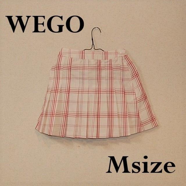 WEGO(ウィゴー)の【新品】WEGO チェックプリーツミニスカート ホワイト レディースのスカート(ミニスカート)の商品写真
